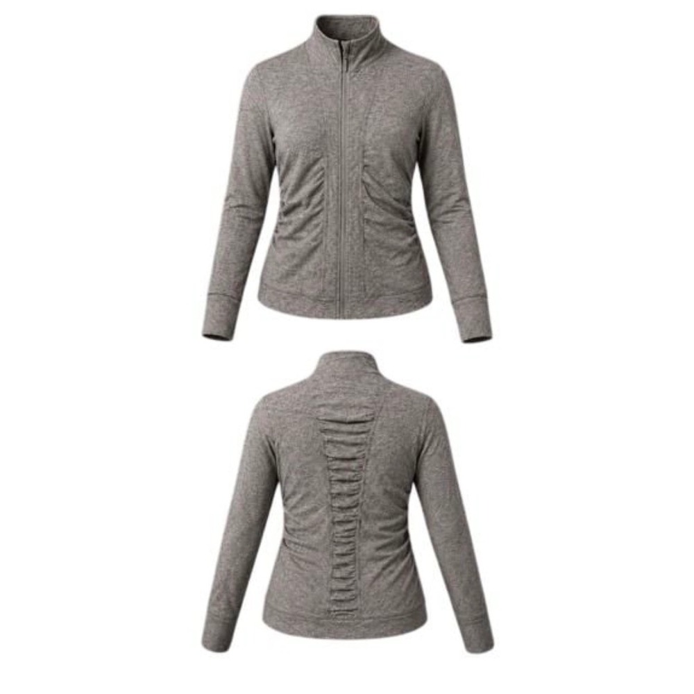 🍁Lululemon Heathered Lunar Rock Ruched back & side cypress kiss 1/2 Zip‎ Jacket